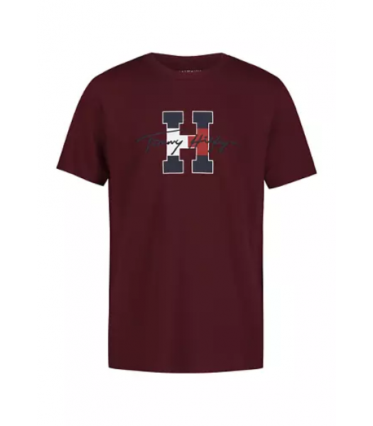 Tommy Hilfiger Oxblood Script Logo Graphic Tee